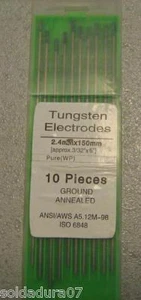 10 Electrodos TUNGSTENO SOLDADURA TIG PURO 2,4 x 150 mm VERDE Soldador inverter - Imagen 1 de 1
