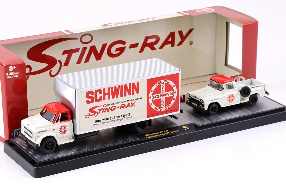 1:64 M2 Machines 1968 Chevrolet C60 Camion & 1958 Apache Stepside Schwi - Immagine 1 di 3