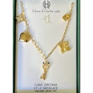 House of Harlow Gold Charm Necklace NIB - Picture 1 of 3
