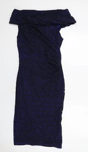 Gina Bacconi Womens Blue Cotton Blend A-Line Size 12 Zip - Picture 1 of 10