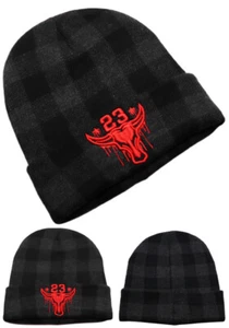 Chicago Neu Top Level Jordan 23 karierte Bullen grau schwarz Beanie Strick Ära Mütze Kappe - Bild 1 von 4