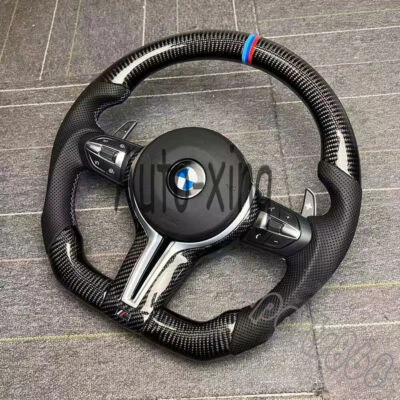 Heated Carbon Fiber Steering Wheel For BMW M2 M3 M4 M5 M6 X5 X6 F80 F30 2015-19 - Image 1 of 4