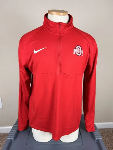 Nike Ohio State Buckeyes  1/2 Zip Long Sleeve Pullover Thumbholes Womens Sz L Cover