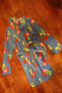 VTG 'Charlotte Russe Lounge' Cherries Wrap Robe w/ Belt Shawl Collar Cloud Soft  - Picture 1 of 6