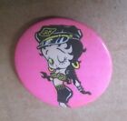 Vintage 1990 KFS BETTY BOOP Motorcycle outfit round button pin  1.5