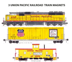 Union Pacific SD60M, 50' box car and caboose 3 magnets Andy Fletcher - Picture 1 of 1