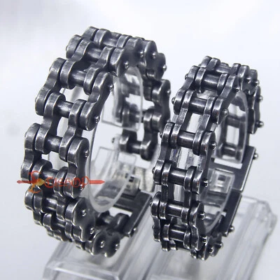 Bracelete masculino pesado robusto corrente de motocicleta Gunmetal aço inoxidável resistente - Imagem 1 de 4