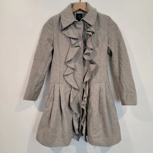 Saks Fifth Avenue Rüschen Peacoat Damen M grau Wolle Druckknopfverschluss - Bild 1 von 12