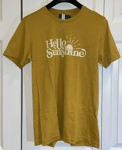 Hello Sunshine T Shirt Ruff House Bella+Canvas Short Sleeve Mustard Yellow Sz M - Picture 1 of 7