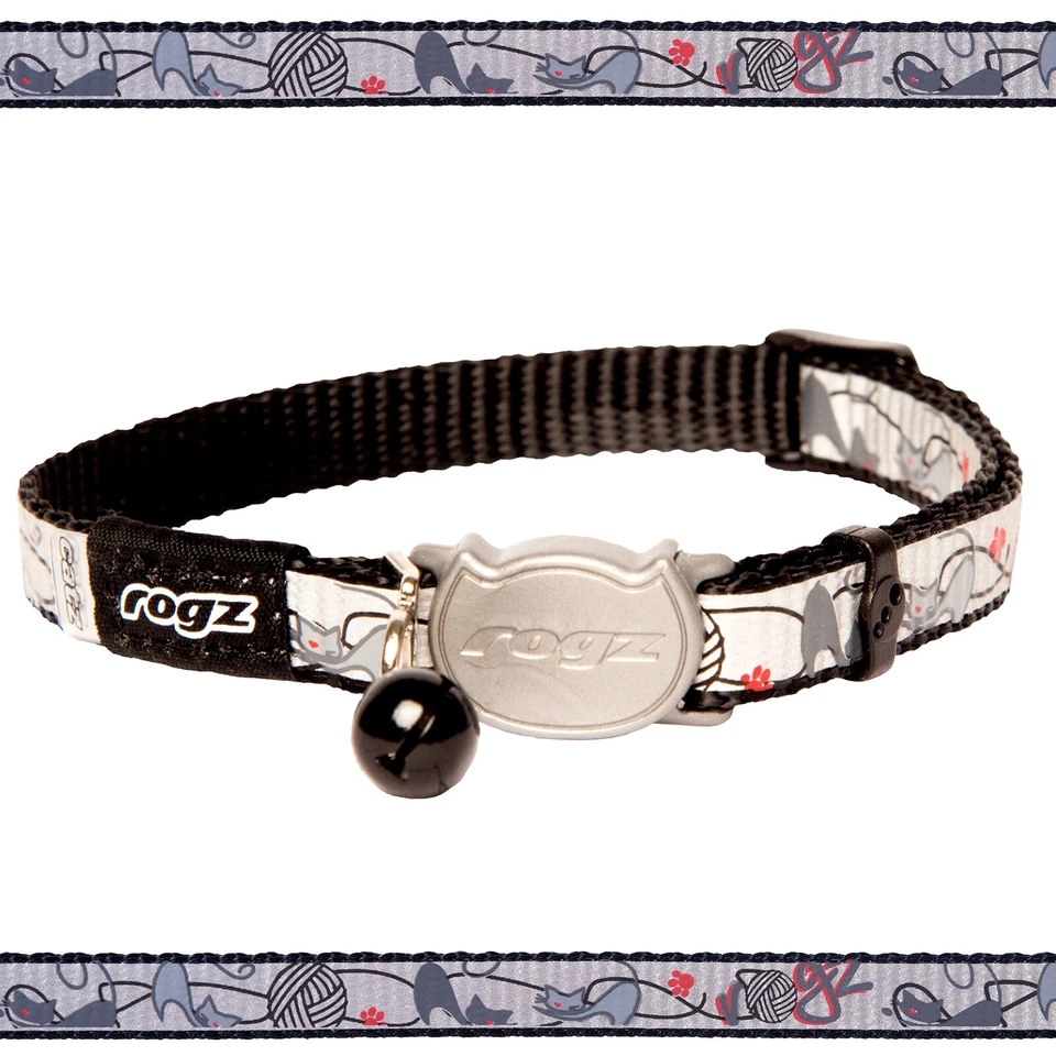 Rogz Collar Safeloc ReflectoCat Black Cat 11mm