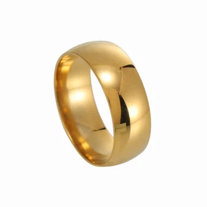 8mm Titanium Steel Dome Ring Polished Comfort Fit Men Women velentine's gift - Picture 1 of 10