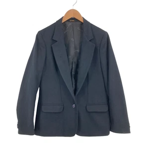 Oscar de la Renta Women's Black Long Sleeve One-Button Blazer Coat Size 15/16 - Picture 1 of 10