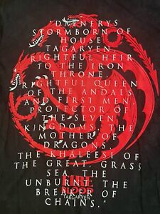 Game Of Thrones T Shirt Men’s Large XL Black HBO Licensed Product
