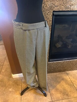Pantalones con cinturón de pata de gallo elásticos Talbots con dobladillo con puños para mujer talla 4” Foto 1 de 4