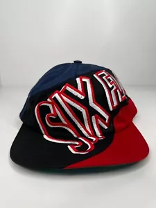Vintage Six Flags cap hat adjustable one size fits most The Game blue red black - Foto 1 di 14