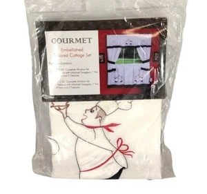 Gourmet Embellished Tailored Cottage Window Set 58" x 24" Polyester Curtain With - Picture 1 of 5