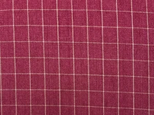 P KAUFMANN BENNET RUBY RED WINDOWPANE 100% LINEN MULTIUSE FABRIC BY YARD 54"W - Picture 1 of 6