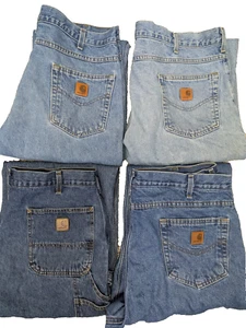 Lot Of 4 Mens Carhartt Jeans Size 38x30 and 38x31 Cotton Dungaree Flannel Lined - Bild 1 von 24