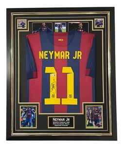 Framed Barcelona star Neymar Jr Signed Shirt Jersey Beckett Authenticated - Picture 1 of 5