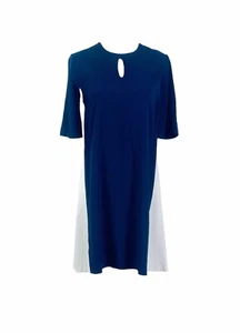 ME+EM marineblau elfenbeinfarben Panel Wechselkleid Größe 10 bevorzugt formelle Party Retro sehr guter Zustand - Bild 1 von 4