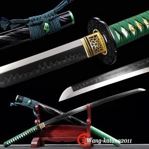 Espada Afilada Verde Full Tang Japonés Samurai Katana T10 Acero Arcilla Templada - Imagen 1 de 14