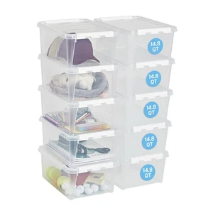 Classic 15 Clear Storage Box, 14L/14.8QT BPA-Free Stackable Container with Se... - Picture 1 of 4