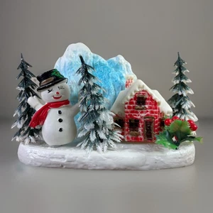 Molde soplado plástico Navidad de colección escena mesa o pared decoración muñeco de nieve casa árbol 6" - Imagen 1 de 11