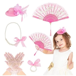 5 Pcs Girls Tea Party Supplies Tea Party Gloves Hats Girls Kids Tea Party pack - Picture 1 of 8