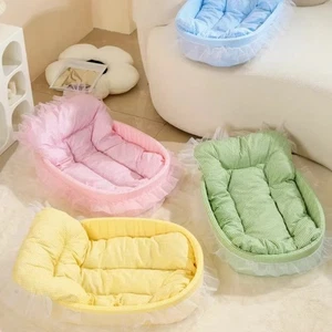 Bow Lace Pet Bed 60cm Cat Bed Basket Cute Pet Nest Cat - Picture 1 of 15