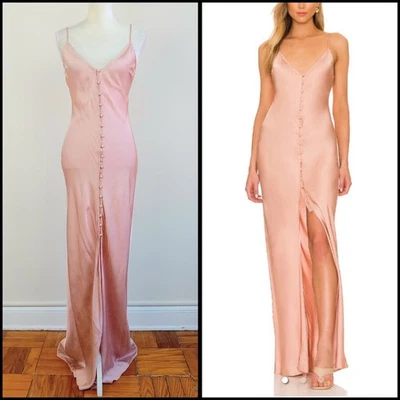 尺寸 6 L'AGENCE 性感 ARIZONA 粉色粉红色腮红长纽扣长裙 — 第 1/4 张图片