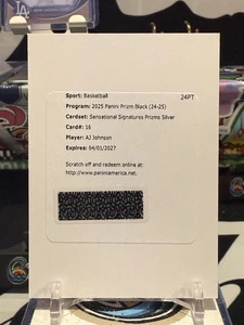 2024-25 Prizm Black AJ Johnson Rookie Silver Auto Sensational Signatures TZ 13D - Picture 1 of 2
