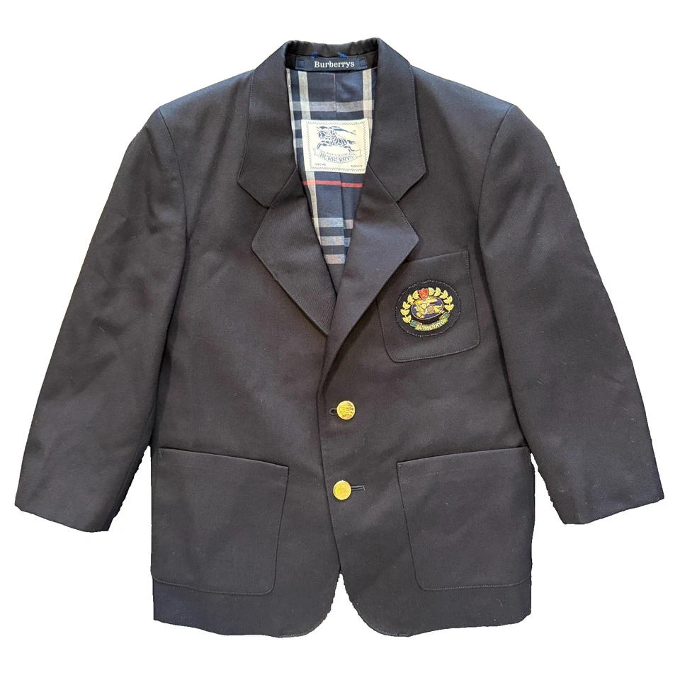 Blazer de lana vintage Burberrys azul marino a cuadros Nova Inglaterra niños 8/9 128 cm Foto 1 de 4