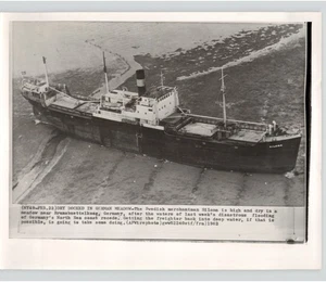 Swedish Merchant Ship SILONA Aground Brunsbüttelkoog GERMANY 1962 Press Photo - Picture 1 of 2