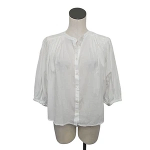 NWT Madewell Shirred Crewneck Button Up Top Blouse White Size Small NU464 - Picture 1 of 10
