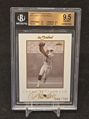 2004 Larry Fitzgerald Fleer Inscribed RC Rookie 566/750 BGS 9.5 - Image 1 of 4