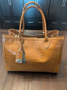 Claudia Firenze Made In Italy Genuine Leather Brown Tote Purse TL9235 - Picture 1 of 20