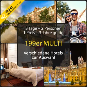 199er MULTI-GUTSCHEIN 3 Tage Kurzurlaub für 2 Personen in einem HOTEL Ihrer Wahl - Bild 1 von 8