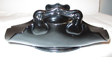 Vintage LE Smith Black Amethyst Glass 2 Handle Rolled Edge Bonbon Trinket Dish