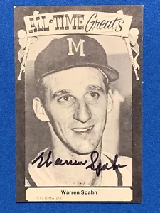Warren Spahn HOF Autographed 1973 TCMA All Time Greats Postcard Milwaukee Braves - Picture 1 of 2