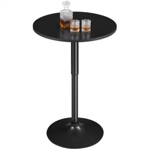 Runder Bartisch Höhenverstellbarer Drehbarer Stehtisch mit Metallgestell Schwarz - Bild 1 von 12