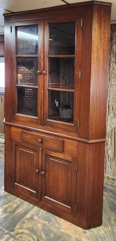 Antique Solid Cherry Wood Corner Cabinet by Master Wood Craftsman Claar 1959 Cover