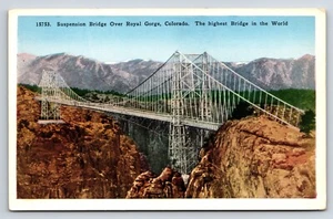 Postal puente colgante sobre Royal Gorge, Colorado puente más alto del mundo - Imagen 1 de 2