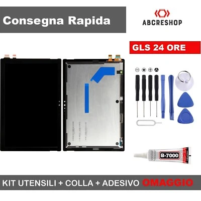 PER MICROSOFT DISPLAY LCD MICROSOFT SURFACE PRO 5 1796 TOUCH SCREEN SCHERMO MONITOR VETRO NERO