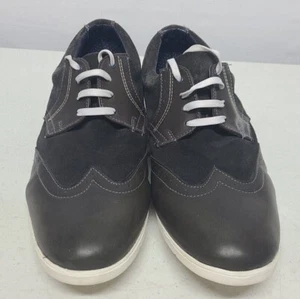 Avoce Armi Mens Size 10 Black Wingtip Sneakers Leather Oxford Style Shoes - Picture 1 of 8