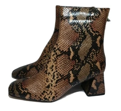 Topshop Breeze Damenstiefel Schlange eckige Zehenpartie – natur Größe UK 8/EU 41