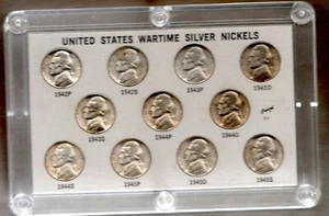 1942-45 P, D, S Emergency 11 COIN Jefferson War Nickels 35% Silver AU/BU SET 2 - Picture 1 of 6