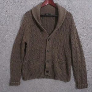 J.Crew Shawl Cardigan Mens Medium Cable Knit Wool Rabbit Cashmere Blend 2007 Y2K - Picture 1 of 15
