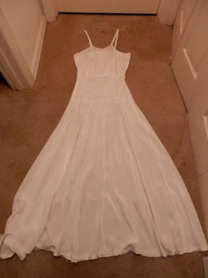 1940's Vintage European Maxi Gown/Slip, White, Silk, XS - Image 1 of 4