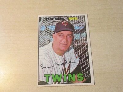 1967 TOPPS SAM MELE #418 MINNESOTA TWINS MGR MID GRADE NO CREASES LOOKS OK - Image 1 of 2