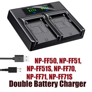 Cargador de batería doble para SONY NP-FF50 FF51 FF51S FF70 FF71 FF71S DCR-DVD7 DVD7E - Imagen 1 de 4